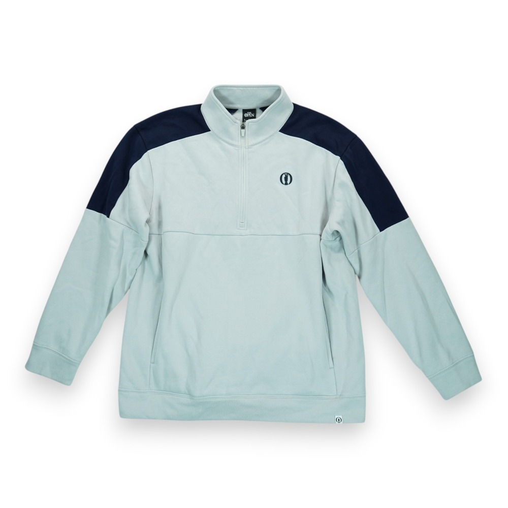 The Open Classics 1/2 Zip Sweat Top Men's Size Large ~ Gray & Blue ~ EUC